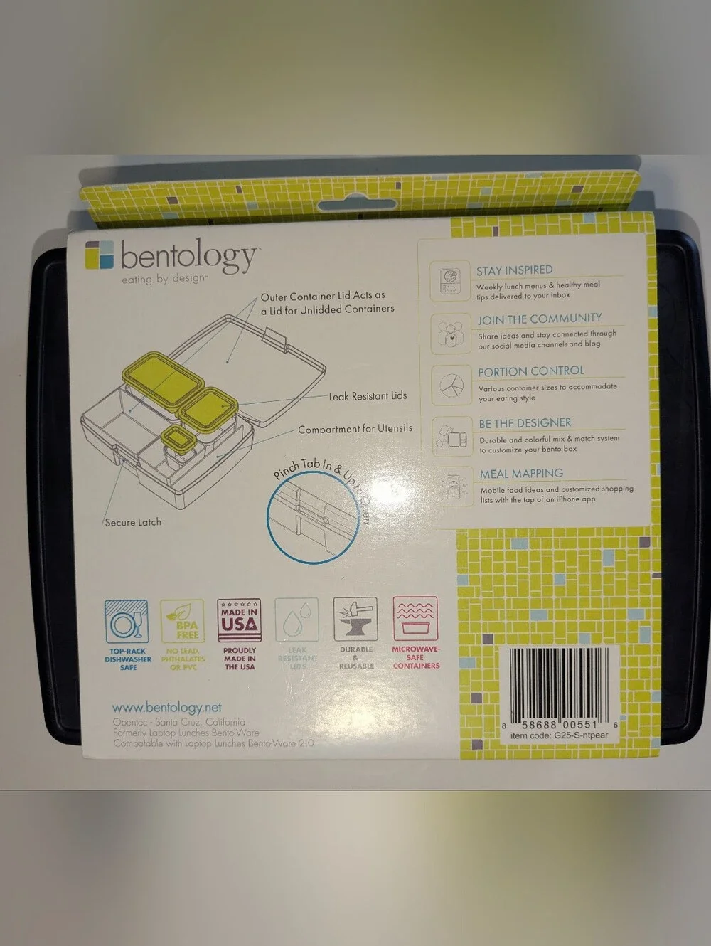 Bentology Bento Lunch Box Set Removable, Leak-Proof Containers, Black